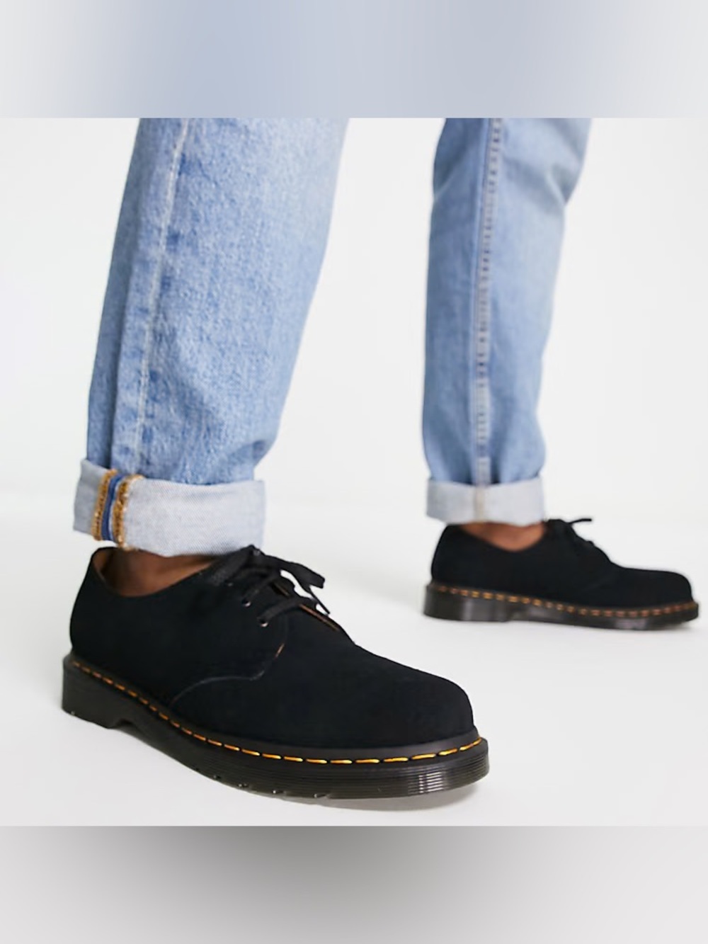 Dr. Martens Black Canvas 3-Eye Derby with Yellow Stitching NWOT unisex